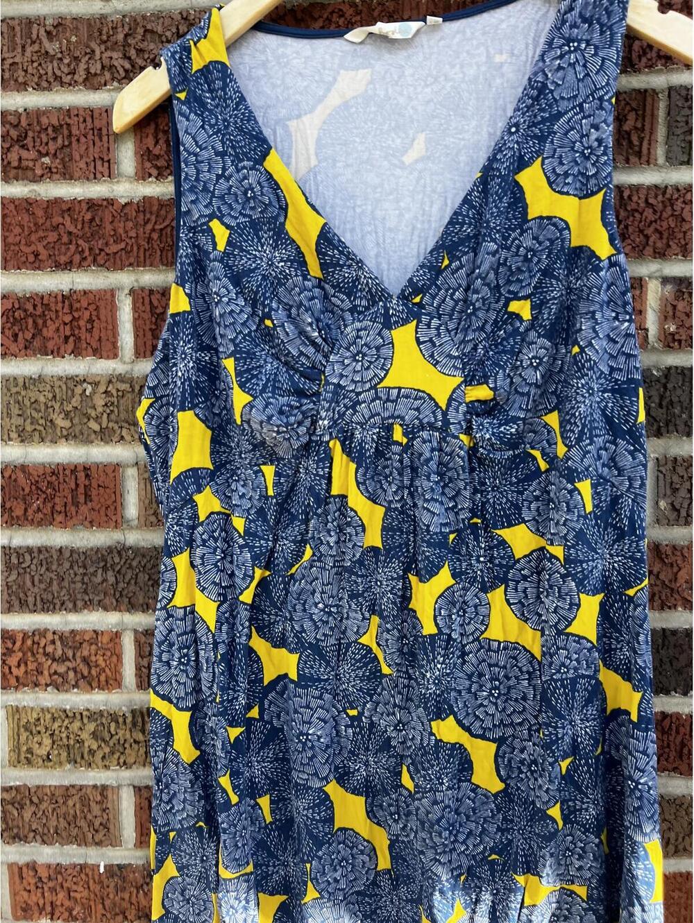 Boden Gray and Yellow Floral V Neck Sleeveless Dress - Picture 3 of 4